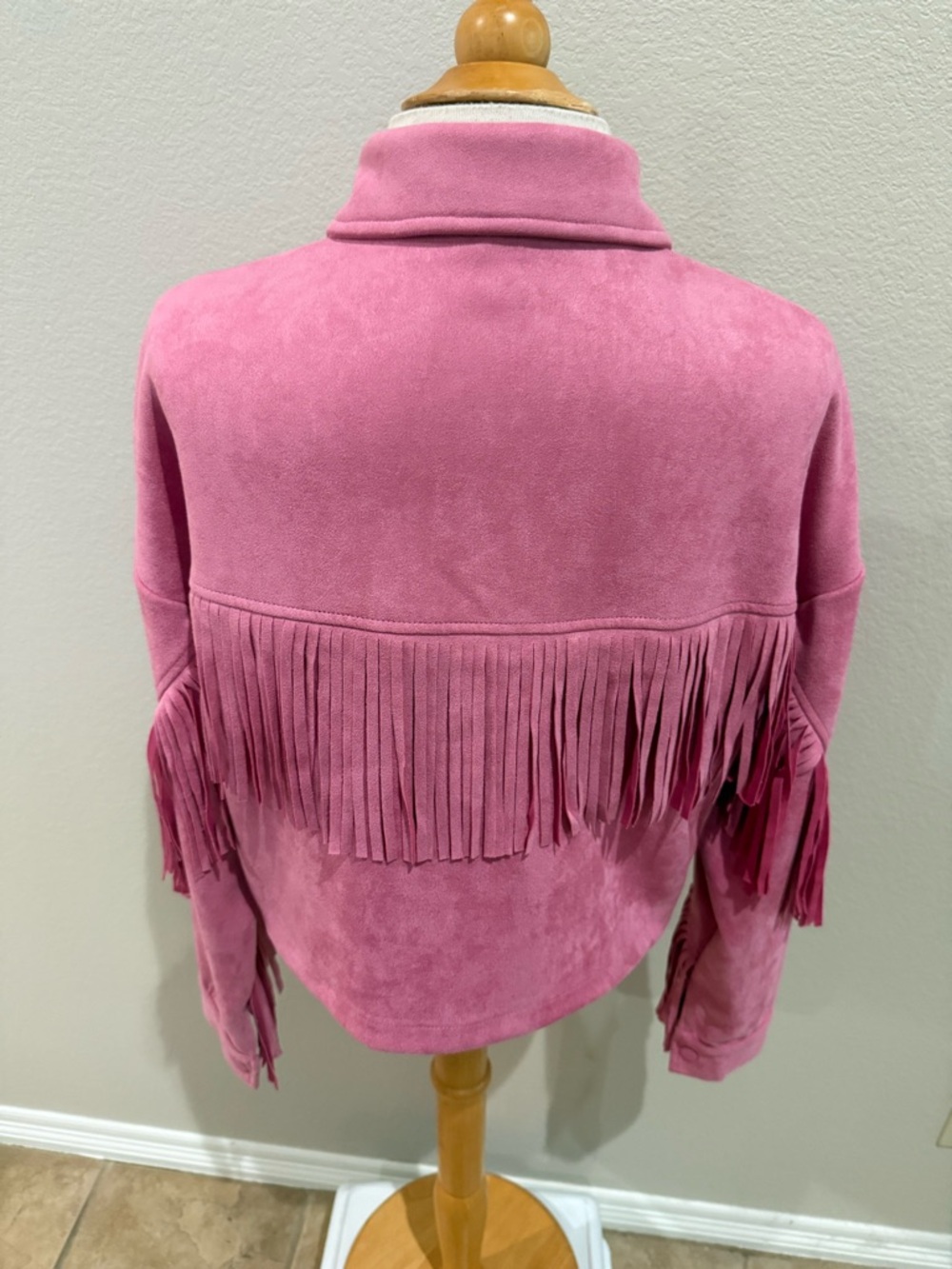 Windsor Women's Jacket Pink W Fringe And Pockets Cropped Bust 42 Length 16